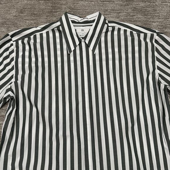 Banana Republic Shirt Womens XXL Gray White Striped Oversized Long Sleeve - Picture 3 of 13